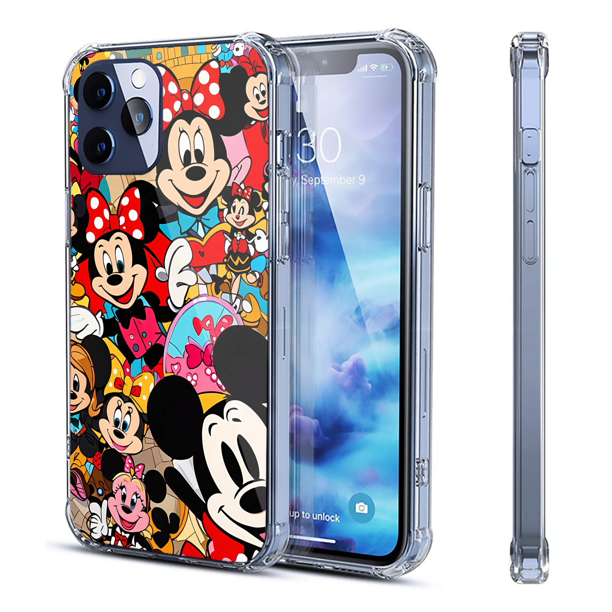 （画像用） ミッキーマウス Mickey Mouse 【iPhone 12シリーズ対応】透明スマホケース（クリアソフトケース）